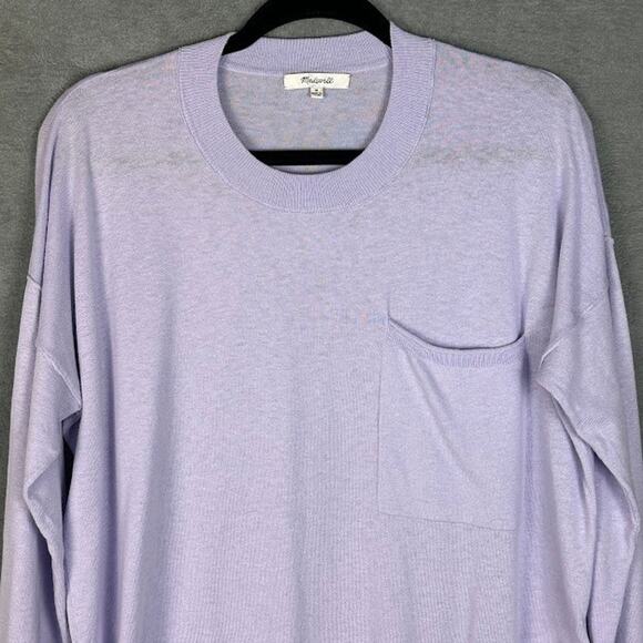 Madewell Sweater Womens Medium Purple Linen Boxy Beach Lightweight Boho Resort - Picture 2 of 10